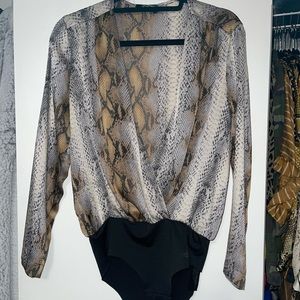Zara Satin Snake Print Bodysuit